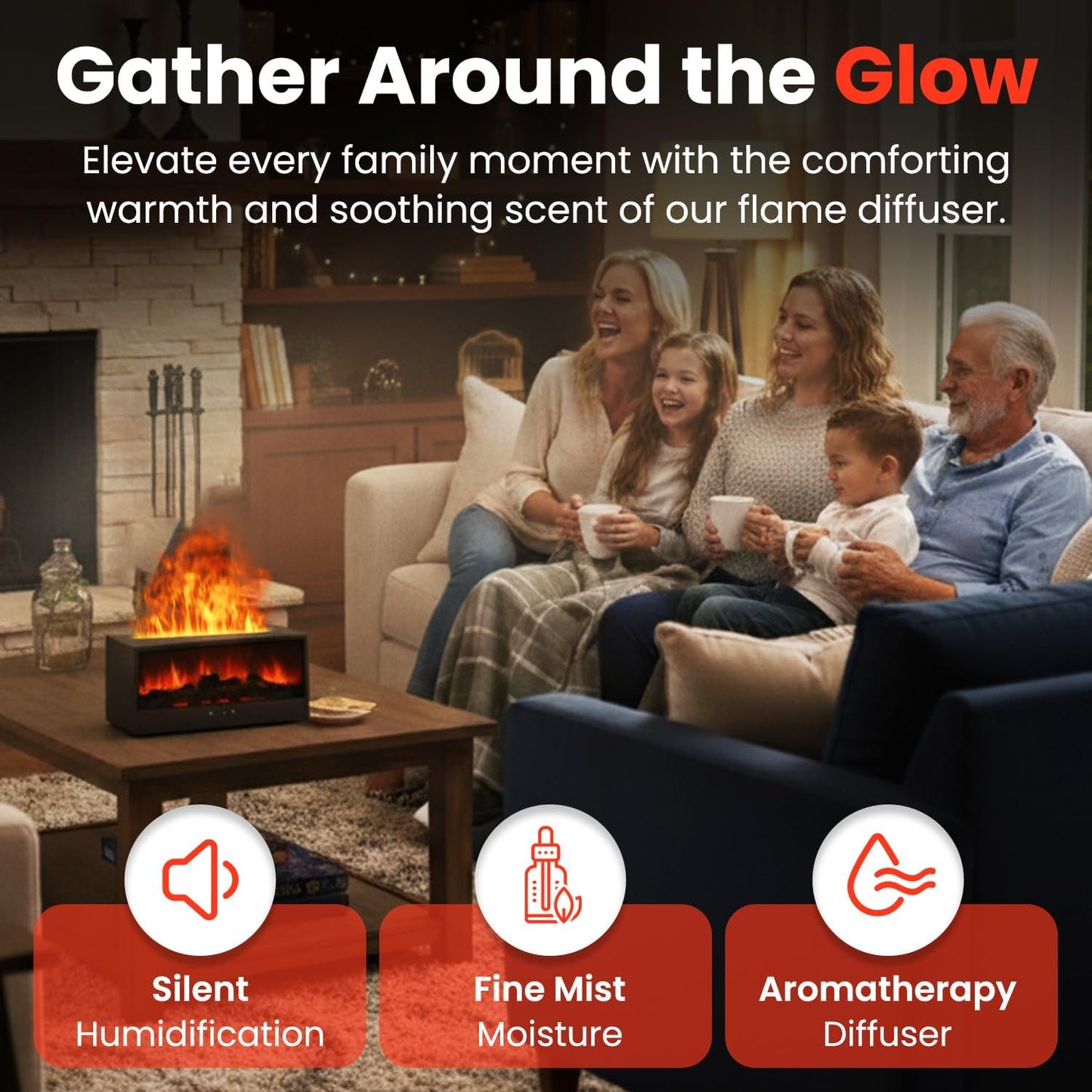 Humificador LED Efecto Chimenea